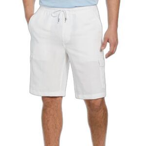Cubavera White Linen Cargo Shorts Mens Small Drawstring Elastic Waist Breathable